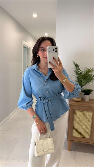 Cresta Buz Mavi Kuşaklı Gömlek