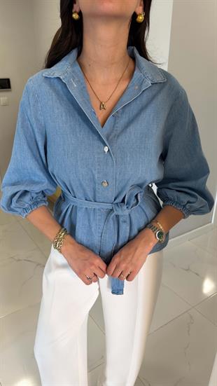 Cresta Buz Mavi Kuşaklı Gömlek