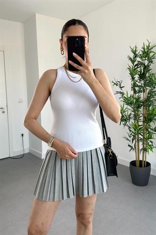 Basic Beyaz Halter Yaka Atlet