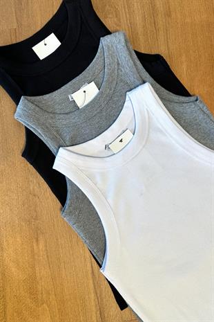 Basic Siyah Halter Yaka Atlet