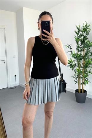 Basic Siyah Halter Yaka Atlet