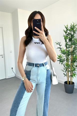 Beyaz Off Baskılı Atlet