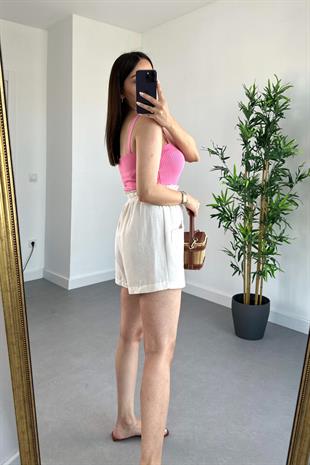 Hocco Pembe Kalın Askılı Fitilli Crop