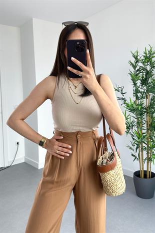 Str Bej Fitilli Halter Yaka Atlet