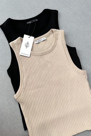 Str Bej Fitilli Halter Yaka Atlet