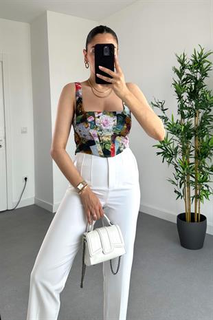 Str Çiçek Desenli Korse Büstiyer