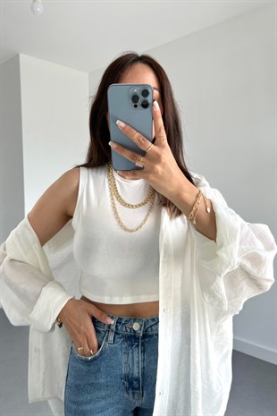 %100 Organik Pamuk Beyaz Crop