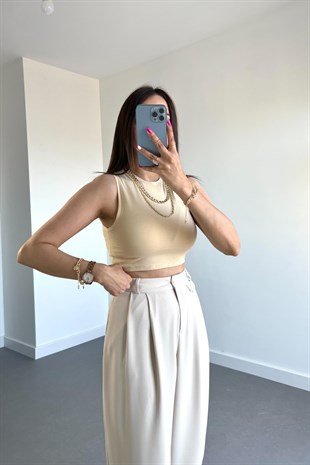 %100 Organik Pamuk Kahve Crop