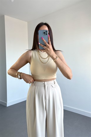 %100 Organik Pamuk Kahve Crop