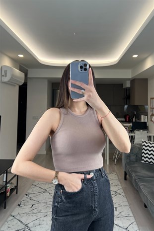 Açık Kahve Fitilli Crop