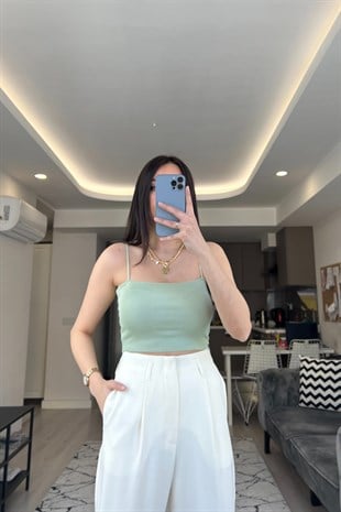 Yeşil İp Askılı Örme Crop
