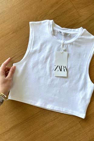 Zr Beyaz Basic Crop Top