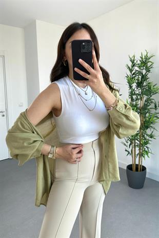Zr Beyaz Basic Crop Top