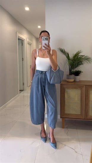Cs Bliss Mavi Kar Yıkama Barrel Jean