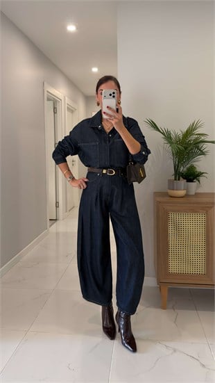 CS Deja Dark Blue Denim Gömlek Pantolon Takım