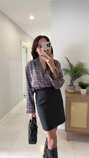 Cuny Antrasit Kırmızı Oduncu Gömlek