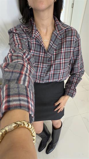 Cuny Antrasit Kırmızı Oduncu Gömlek