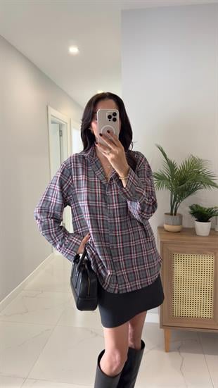 Cuny Antrasit Kırmızı Oduncu Gömlek