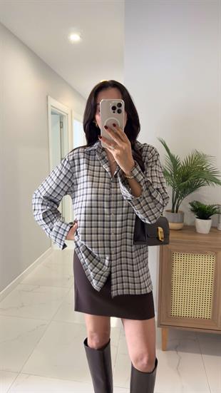 Cuny Bej Lacivert Oduncu Gömlek