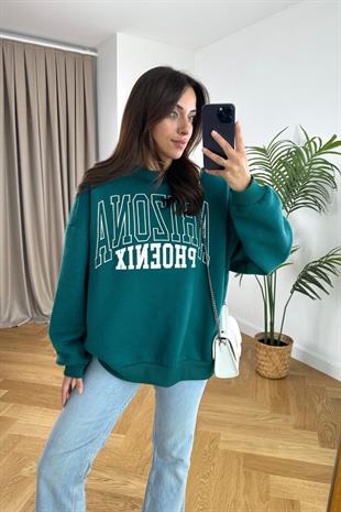 Zümrüt Yeşili Arizona İşlemeli Sweatshirt