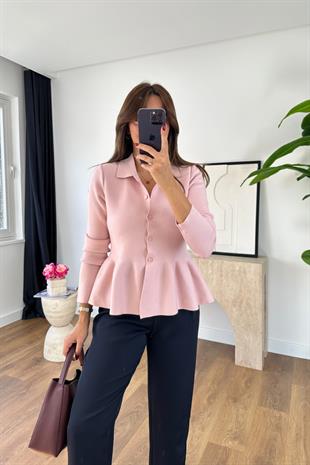 Gurena Pembe Polo Yaka Triko