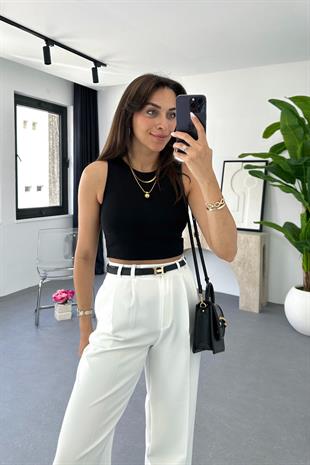 ZR Siyah Bisiklet Yaka Crop