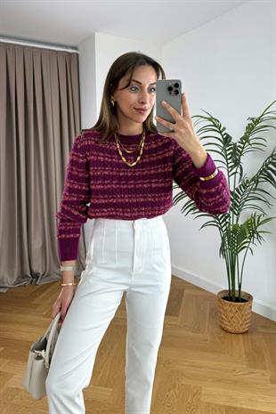 Strow Işıltılı İplikli Renkli Triko