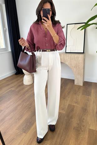 Mary Beyaz Palazzo Pantolon