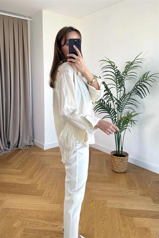 Titsa Krem Çizgili Gömlek