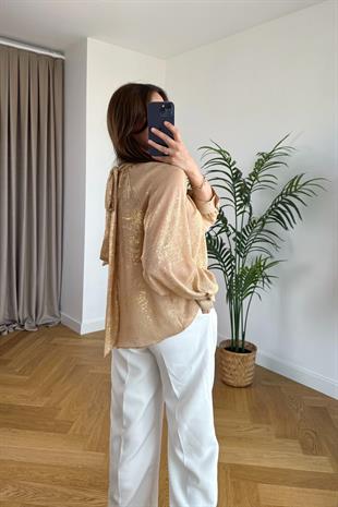 Klane Camel Varaklı Bluz