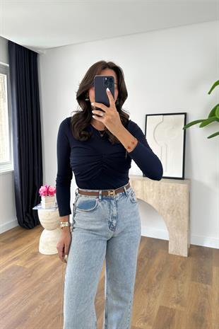 Roles Lacivert Göğüs Detaylı Bluz