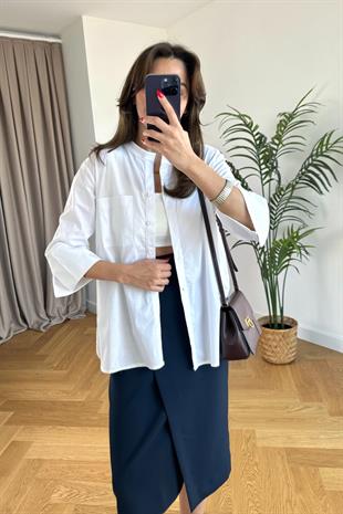 ZR Beyaz Hakim Yaka Gömlek