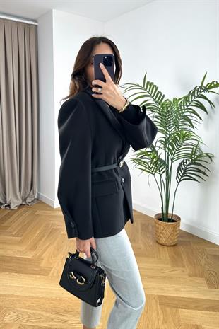 Fipsy Siyah Kaşe Blazer Ceket