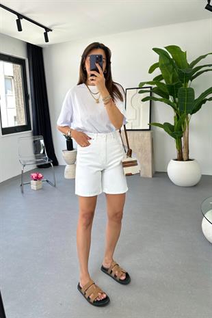 Dole ZR Beyaz Mom Şort