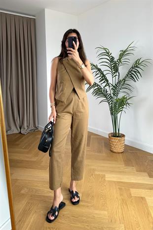 Dors Camel Yelek Pantolon Takım