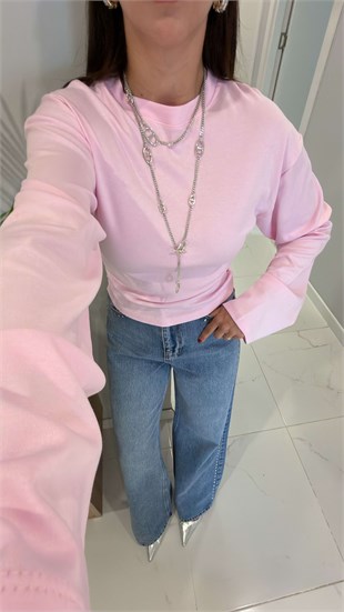 Dalle Pembe Yanları Büzgülü Bluz