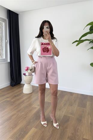 Dania Pembe Double Paça Şort