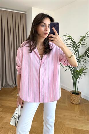 Sendy Pembe Çizgili Gömlek