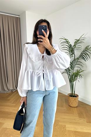 Sento Beyaz Yaka Detaylı Bluz