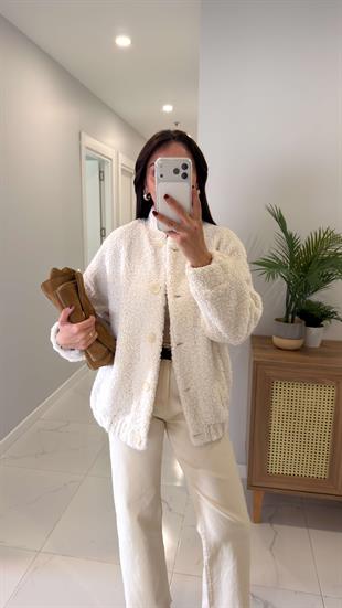 Dellas Ekru Peluş Ceket