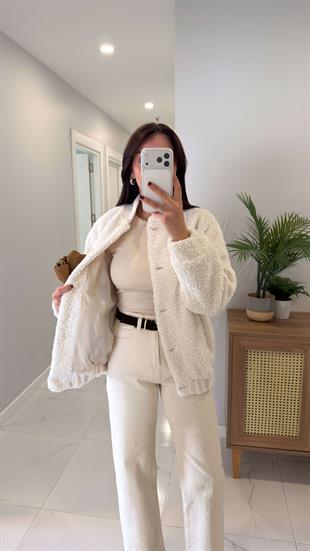 Dellas Ekru Peluş Ceket