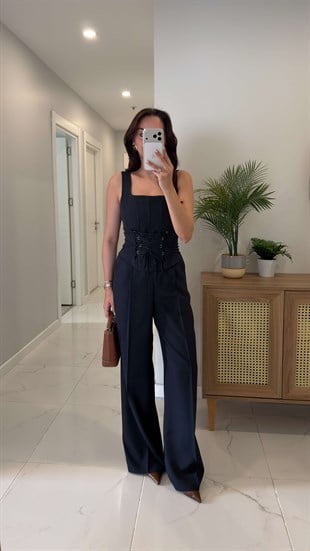 Dellis Lacivert Korse Bluz Pantolon Takım
