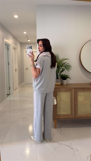 Denisa Gri Yelek Pantolon Takım