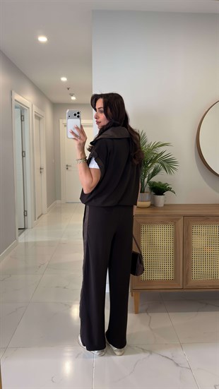 Denisa Kahve Yelek Pantolon Takım