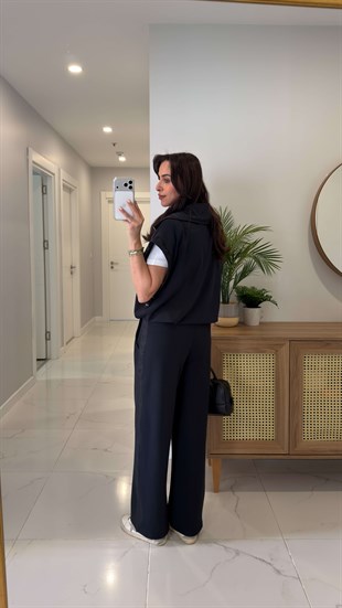 Denisa Siyah Yelek Pantolon Takım