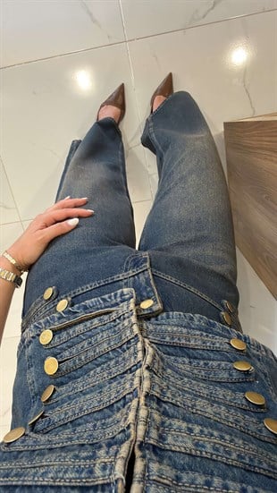 Denswe Mavi Gold Düğme Detaylı Jean