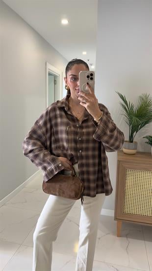 Denwera Kahve Lazer Kesim Gömlek