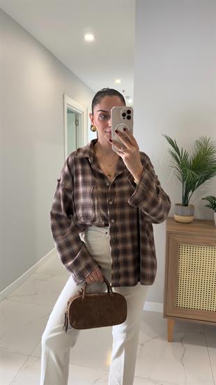 Denwera Kahve Lazer Kesim Gömlek