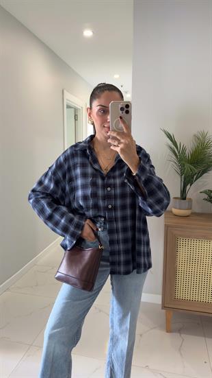 Denwera Lacivert Lazer Kesim Gömlek