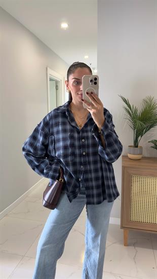 Denwera Lacivert Lazer Kesim Gömlek